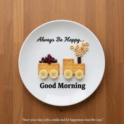 Cute Good Morning WhatsApp Wishes Image with Smile and Happiness Theme