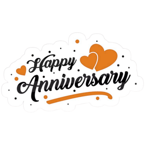 Happy Anniversary PNG Sticker with Heart Design – Transparent Background