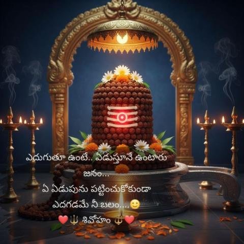 Lord Shiva Lingam WhatsApp DP with Telugu Devotional Quote