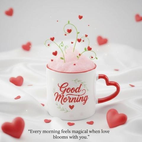 Good Morning Love Cup Image – Romantic WhatsApp Morning Wishes