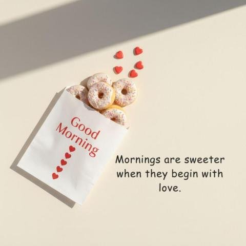 Sweet Good Morning Image with Donuts & Love Quote