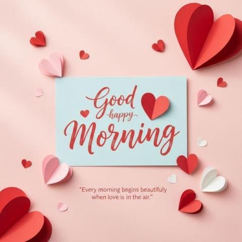 Good Morning Love Image with Hearts