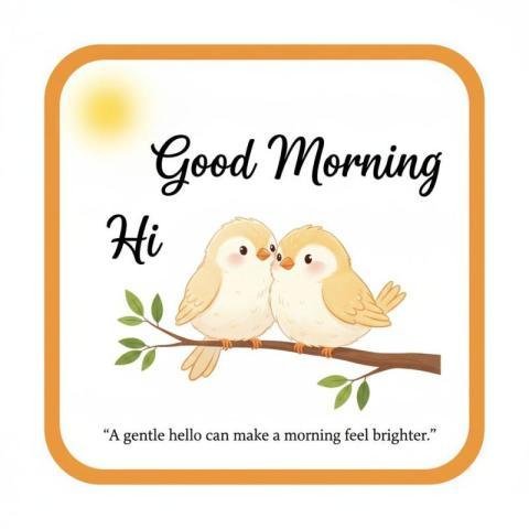 Cute Birds Good Morning Image with Sweet Hello Quote