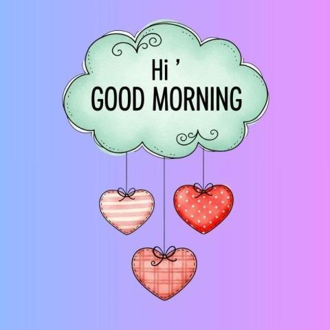 Cute Good Morning Greeting with Hanging Heart