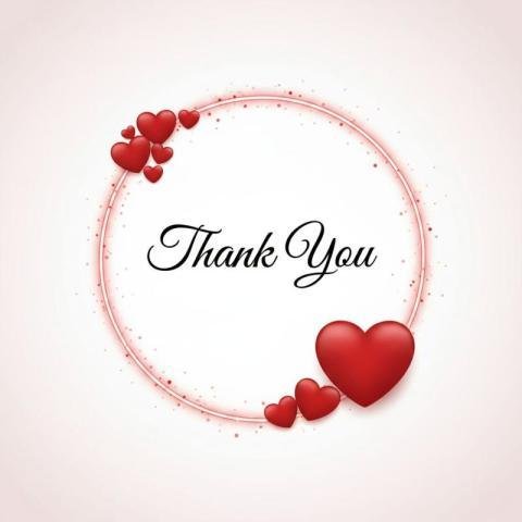 Elegant Thank You Image with Red Hearts Frame