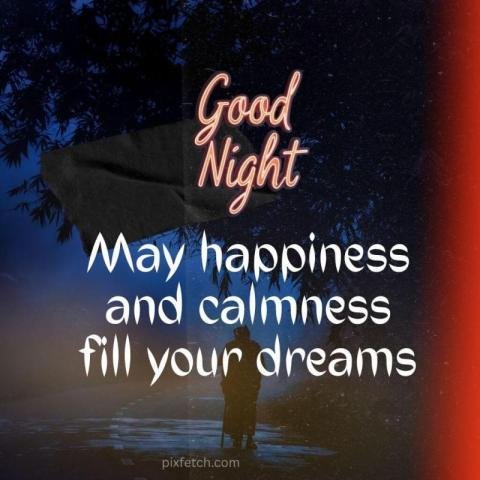 A silhouette of a person standing in the rain with good night