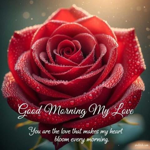 Good mornng love quotes with rose flower