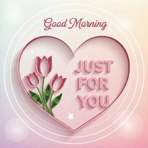 A soft romantic paper art themed illustration of good morning wishes