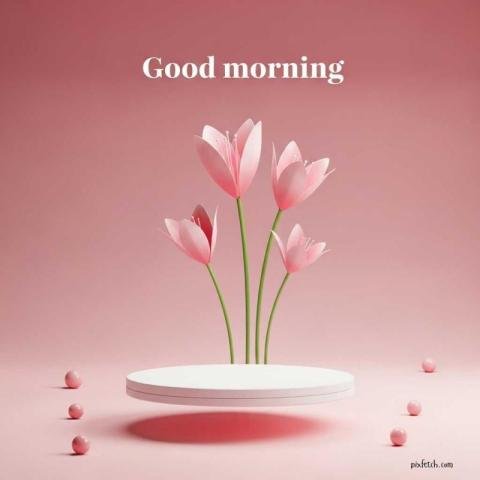 A soft, minimalistic, pastel themed 3D good morning image