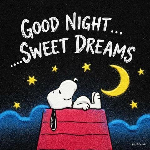 Snoopy with good night wishes images free