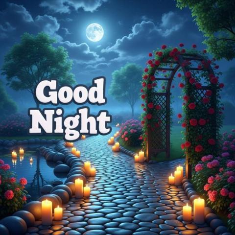 Good night images with garden