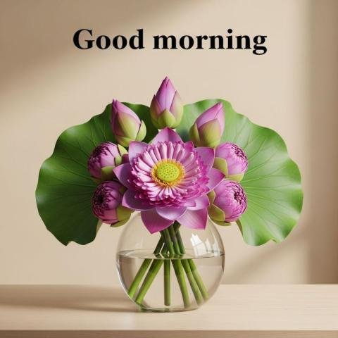 Good Morning Lotus Flower Arrangement in Glass Vase