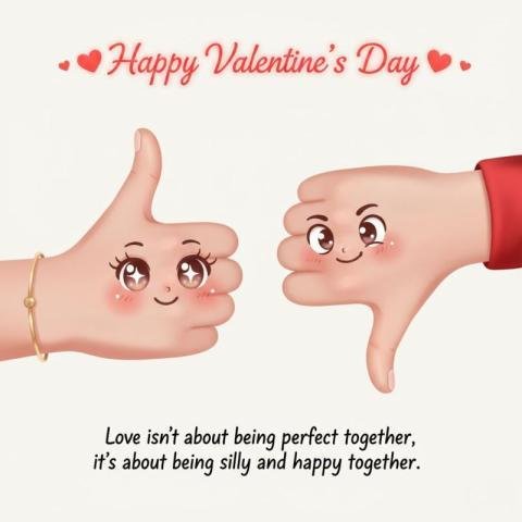 Happy Valentine’s Day Cute Hands Illustration with Playful Love Quote
