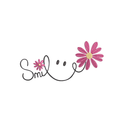 Smile Floral Typography Illustration with Pink Daisy