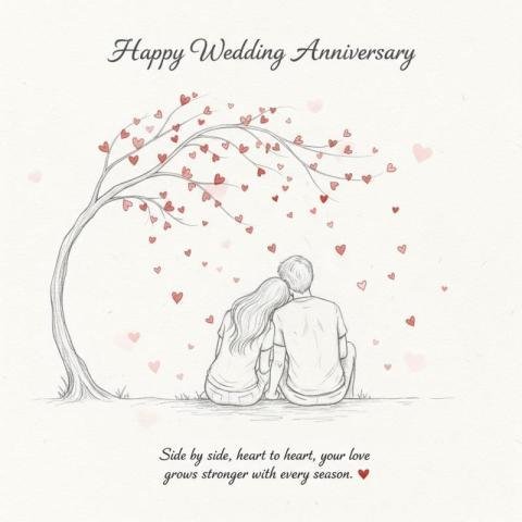 Happy Wedding Anniversary image with Romantic Couple and Love Quote