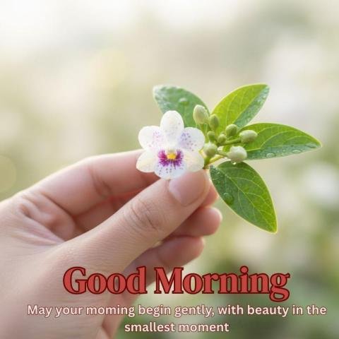 Good Morning Flower Image with Gentle Inspirational Quote