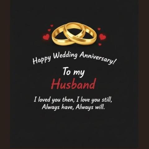 Happy Wedding Anniversary to My Husband Card with Gold Rings