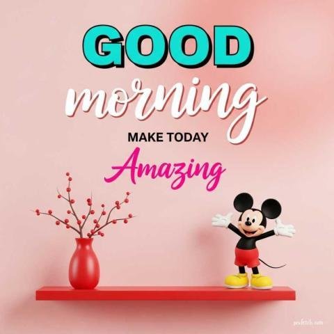 A minimalistic pink background with a soft gradient and good morning wishes