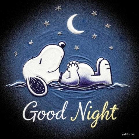 A night scene with snoopy good night wishes
