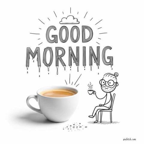 Realistic white ceramic coffee cup good morning image