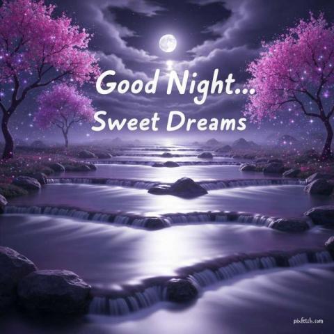 Fantasy landscape night scene with Good night wishes