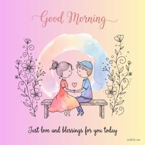 Watercolor Couple Good Morning quotes