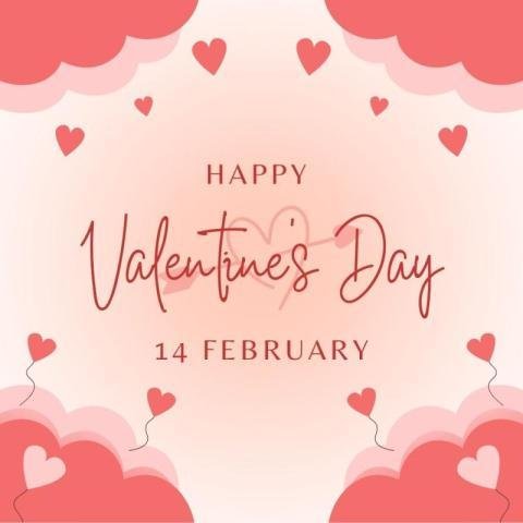 Happy Valentine’s Day 14 February – Romantic Pink Heart Greeting Design