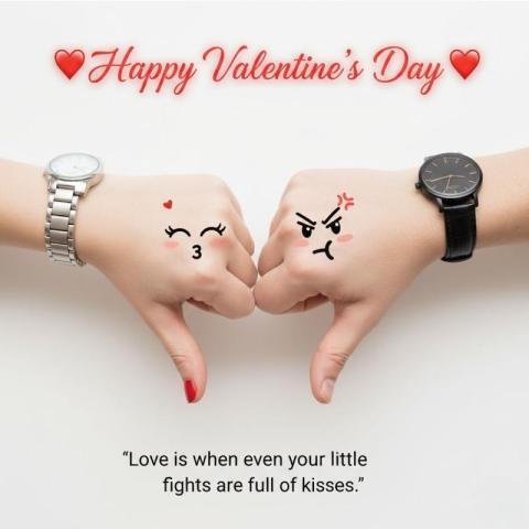 Happy Valentine’s Day Concept with Cute Hand Illustrations and Love Quote