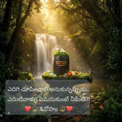 Peaceful Shiva Lingam WhatsApp DP with Waterfall & Forest Background