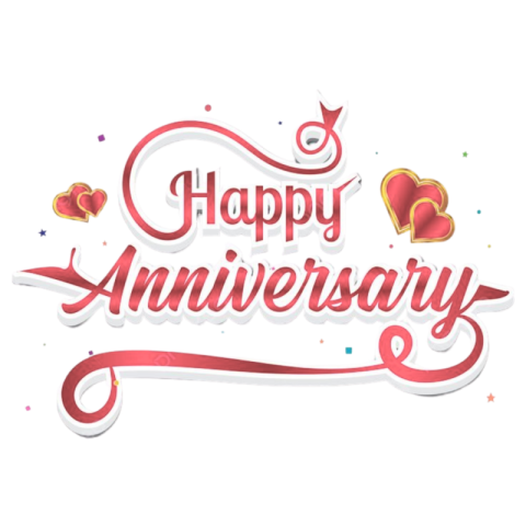Happy Anniversary PNG Image with Hearts