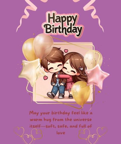 A happy birthday card featuring two cute cartoon characters
