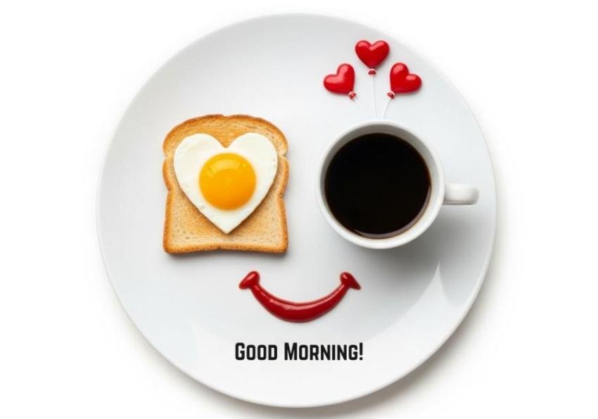 Good Morning Breakfast with Coffee and Heart Egg – Cute Food Art Image