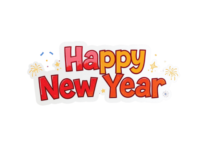 Free Happy New Year text PNG download