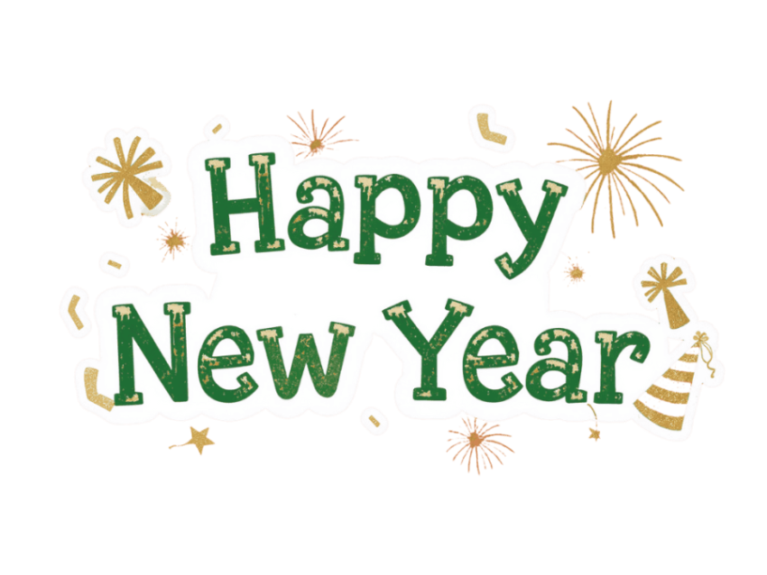 Happy New Year 2025 Greeting text png