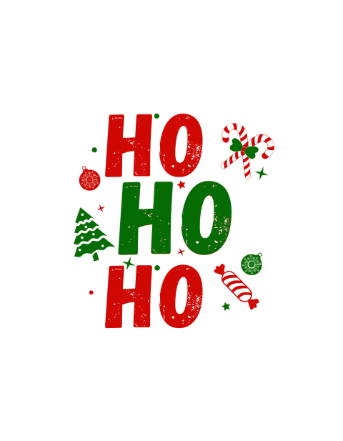 Festive Christmas Ho Ho Ho design with candy canes