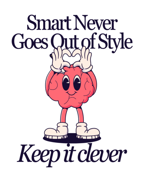 Motivational illustration featuring a cute cartoon brain