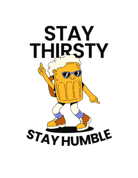 Funny and stylish illustration featuring a cool beer glass