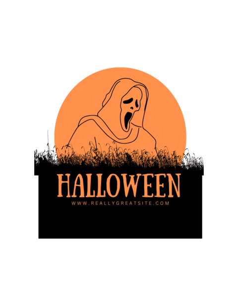 Spooky Halloween illustration featuring a ghostly figure