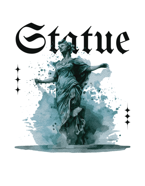 Artistic watercolor illustration of a classical statue